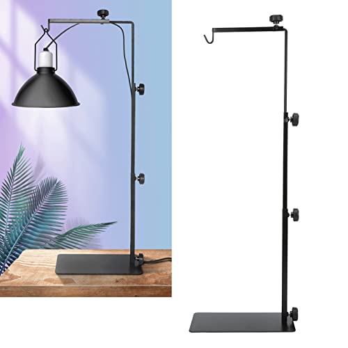 Adjustable Reptile Heat Light Stand, Reptile Lamp Stand with Card Slot Design, Metal Terrarium Basking Lamp Holder for Lizards Turtles Snakes Amphibians
