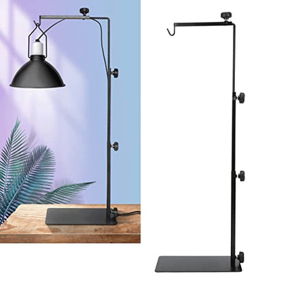 Adjustable Reptile Heat Light Stand, Reptile Lamp Stand with Card Slot Design, Metal Terrarium Basking Lamp Holder for Lizards Turtles Snakes Amphibians