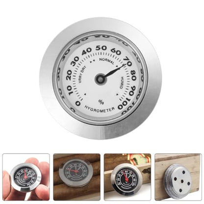 Hemoton 2-Pack Analog Cigar Humidor Hygrometer Round Mechanical Humidor Gauge Humidity Meter for Cigar Box Small Compact Accessory for Violin Case Home Use
