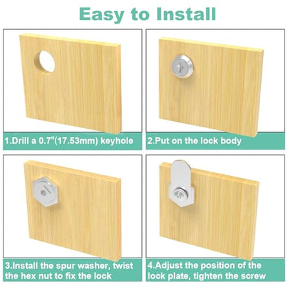6 Pack Cabinet Locks with Keys, 1-1/8" Cam Lock Keyed Alike, Mailbox Lock Secure Drawer Tool Box RV Storage Door, Zinc Alloy - size: 6 Pack 1-1/8 Inch Silver