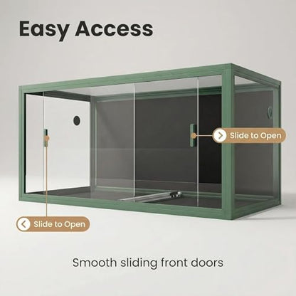 120 Gallon Reptile Tank, Bearded Dragon Tank 4x2x2 ft Front Opening Glass Enclosure for Snakes and Lizards, Black Reptile Habitat with Heavy Duty Screen Ventilation Top, Green