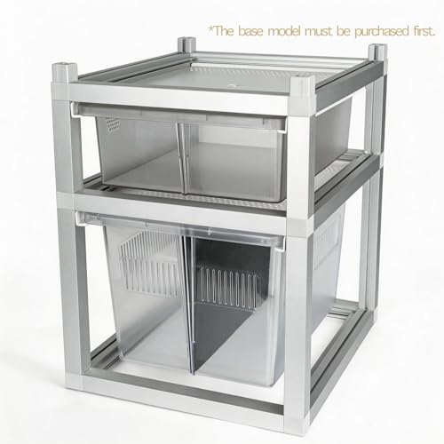 Stackable Reptile Rack Expansion Unit, 13x10x4 Inch Drawer Bin Habitat with Bin and Ventilated Lid, Modular Reptile Rack for Geckos, Snakes and Ground Reptiles – Stackable with 13x10x8 System - size: 13x10x4-add