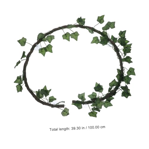 Jungle Vines Rattan Strip Decor for Reptiles Flexible and Bendable Artificial Leaves for Lizard Frog Snake Habitats Includes Suckers and Leaf Green