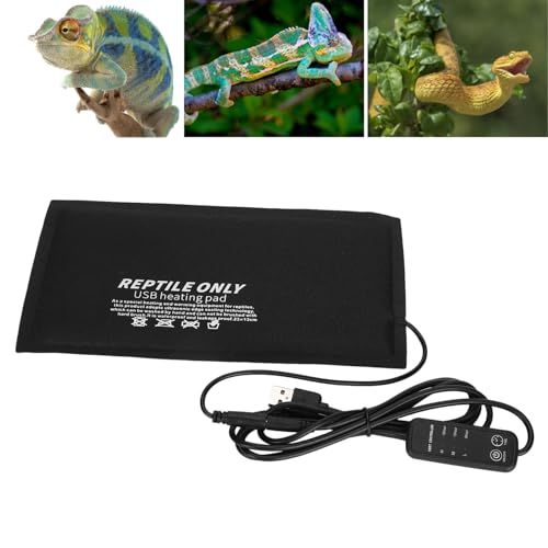 GLOGLOW USB Heating Mat for Turtles Lizards Reptiles Heating Pad, 3 Level Temperature Adjustable USB Mat for Turtles Lizards Small Animals Crawler Temperature Control Equipment (M)