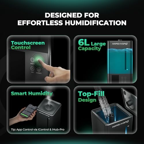 MARS HYDRO 2026 New Plant Humidifier 6L,with Adjustable Humidity,Timer Function,Ultrasonic Precise and Silent Operation,No-Leak Seal for Grow Tent,Indoor Planting,Greenhouse - size: 6L