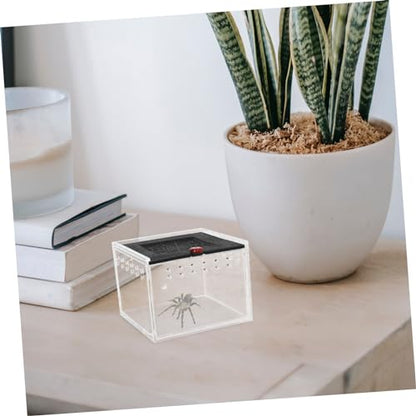 Kisangel Acrylic Reptile Feeding Box Escape Magnet Door Breeding Case for Lizards Geckos and Insects Habitat for Reptiles and Pets