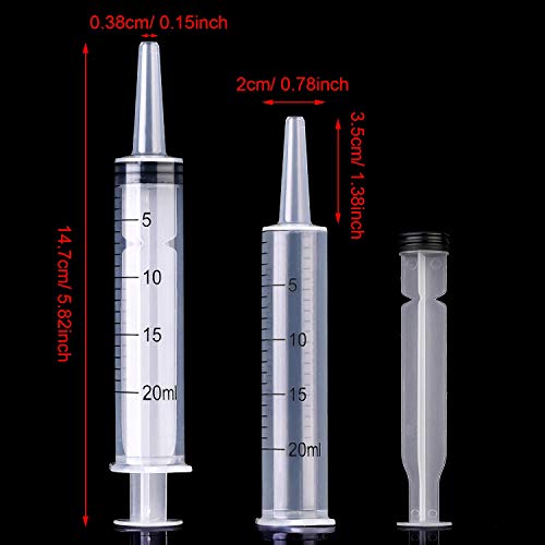 Frienda 20 Packs Large Plastic Syringe Measuring Syringe Tools Dispensing Multiple Uses (20 ml) - size: 20 ml