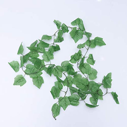 Reptile Plastic Plants Terrarium Decor Hanging Silk Leaves,Artificial Lifelike Vines Decorations for Bearded Dragons,Lizards,Geckos,Snake Breeding Box and Fish Tank (2 Strands)