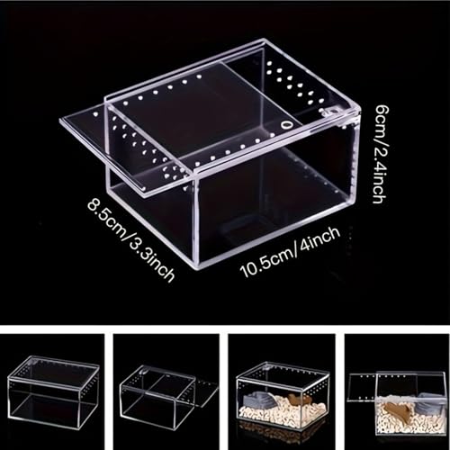 Spider Terrarium, Easy Observation, 10.5x8.5x6cm, Transparent Breeding Box, Frog Breeding Box, Portable and Convenient Enclosure, for Spiders, Snakes, Lizards, Frogs, Geckos