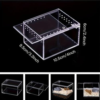 Spider Terrarium, Easy Observation, 10.5x8.5x6cm, Transparent Breeding Box, Frog Breeding Box, Portable and Convenient Enclosure, for Spiders, Snakes, Lizards, Frogs, Geckos