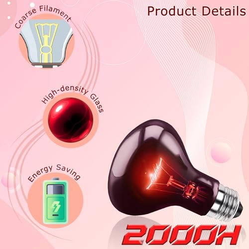 75W Infrared Red Basking Spot Light Bulb – Promotes Growth & Vitality, Heat Lamp for Reptiles & Amphibians, Bearded Dragons, Turtles, Snakes & Chicks, Terrarium & Brooder Heater - color: Red Infrared, size: 75W-3.15″