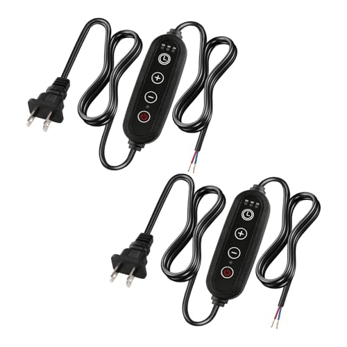 Lamp Dimmer Switch with Cord, Plug-in Dimmer 110-120V Indoor Timer Power Cable with Four Button, Set 2H/4H/8H Automatic Light Switch Timer, 2 Pack - color: Black, size: 2 Pack