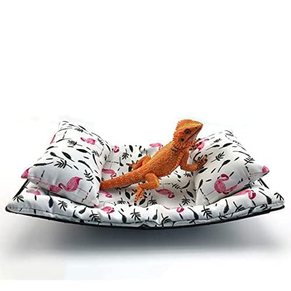 Bearded Dragon Hammock Lizard Hammock Reptile Bed with Pillow Lizard Habitat Soft and Warm Small Animal Sleeping Bag Set