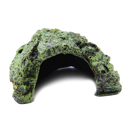 Reptile Hideout Cave Hide Small Resin Shelter Basking Decor for Terrarium Aquarium Gray 1 Pack 3.5 x 2.8 x 1.6 in Rock Style Secure Climbing Hide