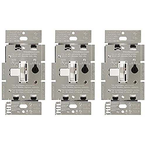 Lutron Toggler LED+ Dimmer Switch for Dimmable LED, Halogen and Incandescent Bulbs, 150 Watt, Single-Pole or 3-Way, TGCL-153P-WH-3, White, 3 Pack - color: White, size: 3 Pack