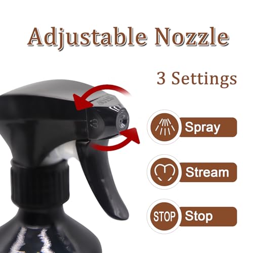 OFFIDIX Glass Spray Bottles for Cleaning,16 OZ 2 Pack Continuous Empty Water Mister Spray Bottles for Hair,Plants Mister,Adjustable Nozzle,Amber and Black - color: Amber+Black