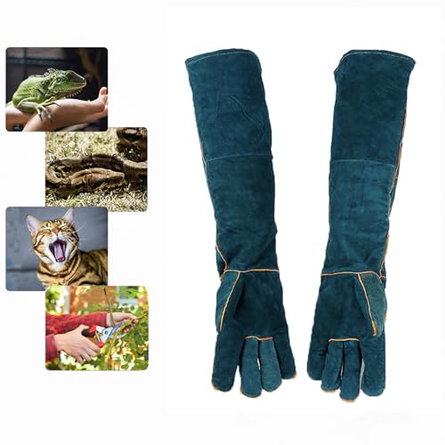 Animal Handling Gloves Bite Resistant, 23.6'' Anti Scratch Glove for Cats, Multipurpose Bite Proof Leather Pet Gloves for Grabbing Cat Reptile Puppy Bird Poultry or Gardening Welding - color: 60cm,regular
