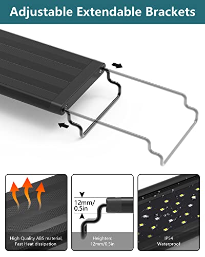 SEAOURA Led Aquarium Light for Plants-Full Spectrum Fish Tank Light with Timer Auto On/Off, 24-30 Inch, Adjustable Brightness, White Blue Red Green Pink LEDs with Extendable Brackets for Freshwater - size: for 24-30 inch tank