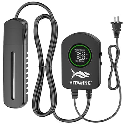HiTauing Aquarium Heater, 100W/200W/300W/500W Fish Tank Heater with Upgraded LED Large Display, Up/Down Control Buttons and Intelligent Leaving Water Automatic Power-Off for Saltwater and Freshwater - size: 100W for 10-20 Gallon
