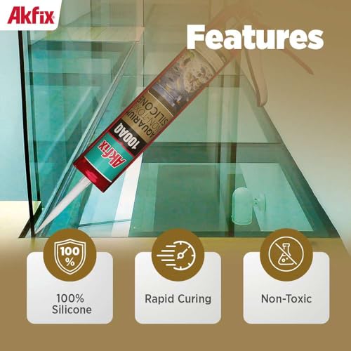 Akfix 100AQ Aquarium Sealant Black (2x10.1 fl. oz.) – 100% Waterproof, Fish-Safe, High-Speed Curing and Strong Adhesion, Non-Toxic Glass Adhesive for Aquarium Repair | Black, 2 Pack - color: Black, size: 2 Pack