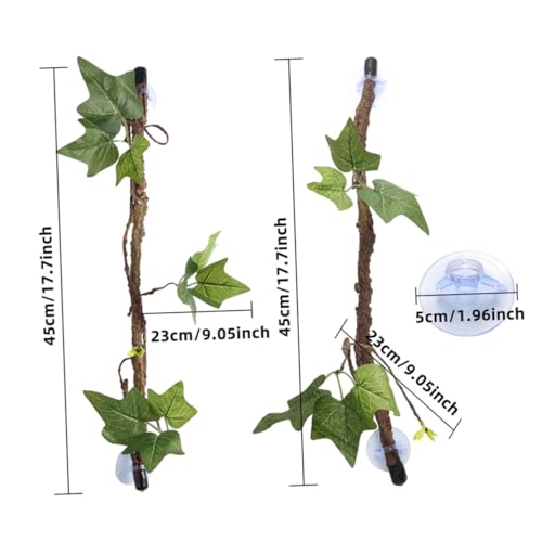 2Pcs Reptile Vines with Suction Cups for Terrarium Climbing and Shelter Stable Jungle Branches for Exotic Lizards Easy to Clean Enclosure Decoration
