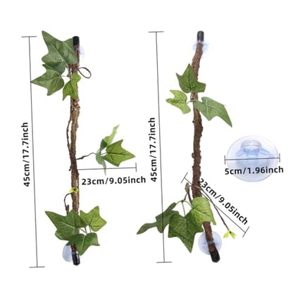 2Pcs Reptile Vines with Suction Cups for Terrarium Climbing and Shelter Stable Jungle Branches for Exotic Lizards Easy to Clean Enclosure Decoration