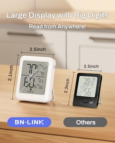 BN-LINK Digital Hygrometer Indoor Room Thermometer, Accurate Temperature and Humidity Meter with Large LCD Monitor for Home, Bedroom, Terrarium, Incubator, Greenhouse, 1 Pack - size: 1 Pack