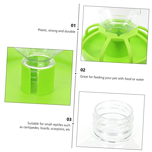 Toddmomy 2 Sets Reptile Water Feeders Durable Pet Food Holder for Lizards Tortoises and Geckos Water Dish for Daily Use and Easy Feeding Terrariums Green