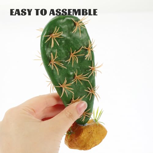 Toyvian Realistic Reptile Tank Decor Artificial Cactus Terrarium Plants for Lizard Snake Enclosure Plastic Resin Landscape Habitat Decoration for Aquarium and Reptile Habitat