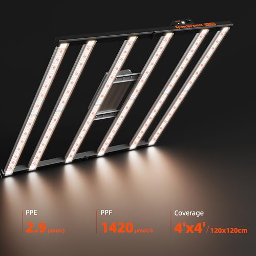 Spider Farmer SE5000 480W LED Grow Light,Smart Remote App Control, Full Spectrum Dimmable Daisy Chain Bar Style Growing Lamp for Indoor Plants, 4x4ft Coverage - size: 4x4 Coverage-480W