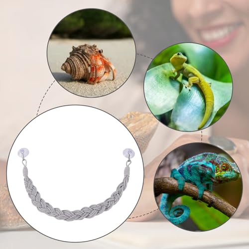 Reptile Vines Toys Hermit – Lightweight Crab Tank Terrarium Accessories, Modern, High-Performance, Climbing Jute Rope, Ladder Lizards Geckos Snakes | Lizards Geckos Snakes - color: Gray