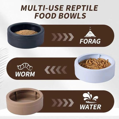 Reptile Bowl | Anti-Escape Worm Feeder Cups | Hermit Crab Water Dishes - for Gecko Bearded Dragon Lizards Hermit Crab Snail Pet Store Terrarium Tank
