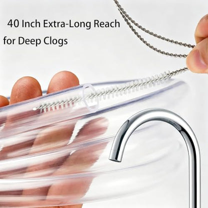 2 Pack 40 Inch Dual Size Straw Cleaner Brush, Flexible Pipe Cleaner for AC & Car Sunroof Drain Clog Removal
