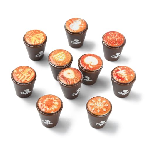 40 pcs Random Mini Resin Coffee Cup Figurines 3D Cafe Drink Dollhouse Accessories for Micro Landscape Party Decorations - color: 40pcs-15x17mm-resin Coffee Cup Figurines