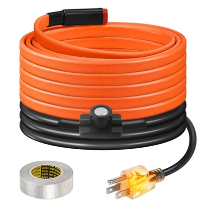 12FT Heat Tape for Water Pipes Freeze Protection IP65 Waterproof 8W/FT 110V BDDFOTO Water Pipe Heat Cable With Thermostat Self-Regulating Pipe Heater for House Garden/RV Camper - style: 12 FT