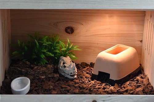 OMEM Premium Reptile Humidification Cave with Basin for Leopard Geckos Professional Clay Pottery Hideaway(Large) - size: L