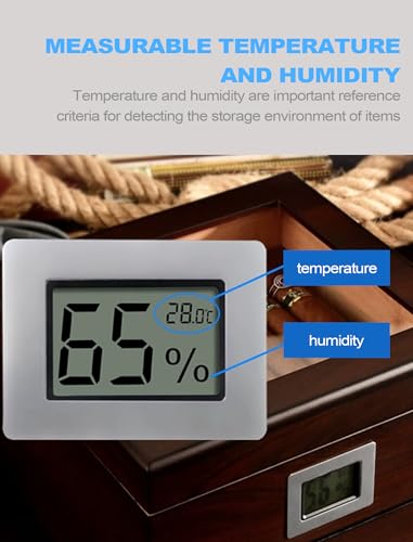 Mini Hygrometer Thermometer, Cigar Embedded Design LCD Electronic Digital Indoor Humidity Gauge Monitor for Cigar Box, Guitar Case, Jars, Wine Cabinet, Greenhouse, Cellar