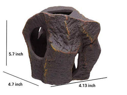 Plecoceramics Aquarium Ceramic Decorations Cave Betta Stone Decor - Aquarium Fish Tank Hideway Decor for breeding Cichlids Plecos Betta Toys Hideout (Boulder)