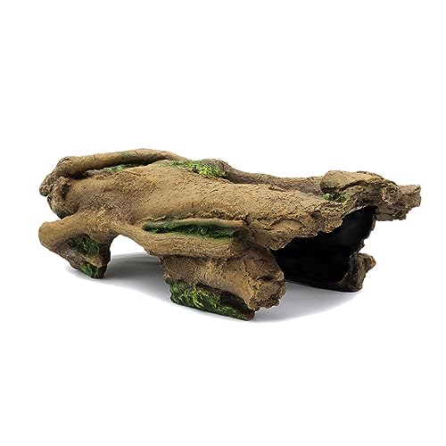 JIHAQUA Aquarium Resin Bark Terrarium Decor, Lizard, Snake or Reptile Hide,Lizard, Spider and Aquarium Fish Hide Cave (Large Bark B)
