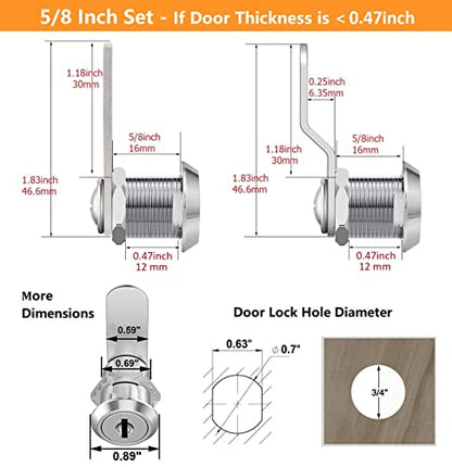 1 Pack Premium Cabinet Cam Locks Keyed Alike - Zzbety 5/8 Inch Cabinet Locks for Secure Files Drawers Mailbox RV Camper Door Tool Box (Zinc Alloy) - size: 5/8 Inch