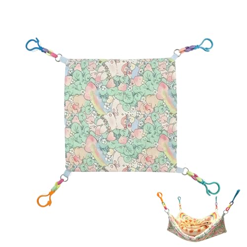 Reptile Hammock Cooling Bed, Floral Reptile Ice Mat, Hanging Lounger with Reinforced Chains for Small Reptiles Habitat Decor Bearded Dragon Gecko Lizard Tank Accessories - color: Green