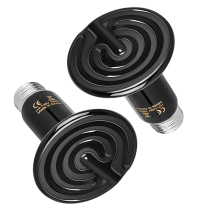 HealSmart 150W Reptile Heat Lamp Ceramic Heat Emitter, No Light Emitting Heat Bulbs, Suitable for Snake/Lizard/Spider, Plant Growth and Incubating Chicken, 2-Pack - size: 150W, style: 2 Pack