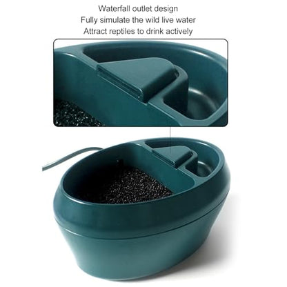 Reptile Water Fountain, Automatic Circulation Waterfall Spout Lizard Water Dispenser with Food Trough for Bearded Dragon,Drinking Fountain Water Dripper for Amphibians Insects