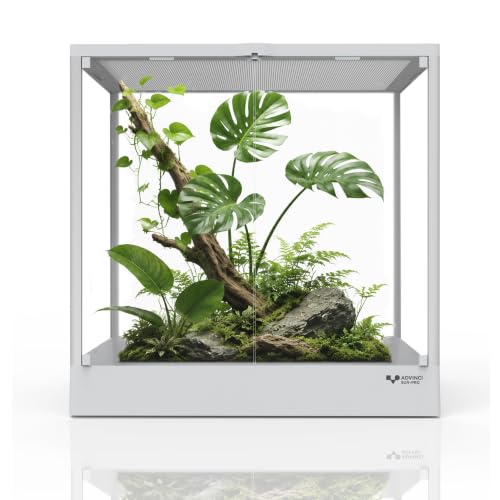 Reptile Glass Terrarium 24"x18"x24" 45 Gallon Knock-Down Dual-Locking Security Mesh Ventilation Durable Aluminum Frame Modern Design - size: 24x18x24"
