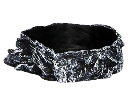 Reptile Feeding Dish Bowl,Reptile Rock Food/Water Dish for Reptiles,Amphibians,Bearded Dragon,Lizard,Frog,Gecko,Tortoise,Hermit Crab and Other Little Critters,Made from Premium Resin(Large Size)