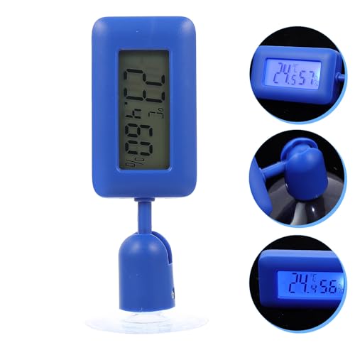 Ciieeo Digital Reptile Thermometer with Hygrometer, 360° Rotatable Electronic Temperature Measuring Device, Blue Suction Cup for Terrarium and Bearded Dragon Tank Accessories