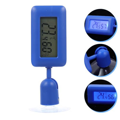 Ciieeo Digital Reptile Thermometer with Hygrometer, 360° Rotatable Electronic Temperature Measuring Device, Blue Suction Cup for Terrarium and Bearded Dragon Tank Accessories