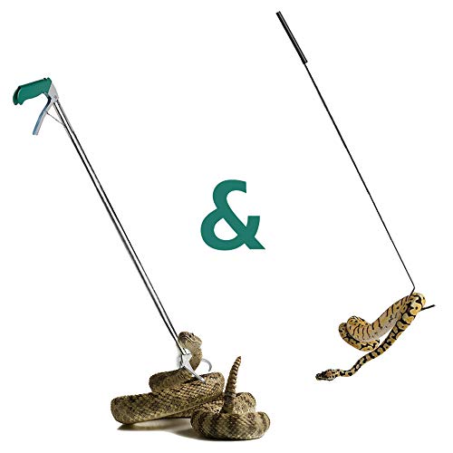 IC ICLOVER 47" Snake Tongs with 39" Snake Hook + Snake Catcher Net, Reptile Grabber Rattle Snake Catcher Wide Jaw Handling Tool,Snake Catching Net with Telescopic Pole, Adjustable Snake Capture Stick