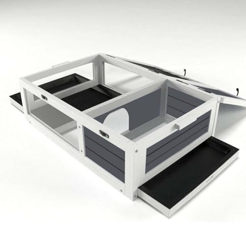 Outdoor Tortoise Enclosure, 39'' Tortoise Habitat with 2 Tray, Box Turtle Cage Indoor for Small Animals Lizards, Wood