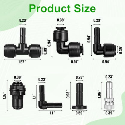 14 Pack 1/4" Single-Head Reptile Mister System Reptile Mister Nozzle Kit,360 Degree Adjustable 1/4 Misting Nozzle Parts Quick Connect Fittings for Aquarium,Vivarium,Plants, Amphibians - size: Single-Head*2